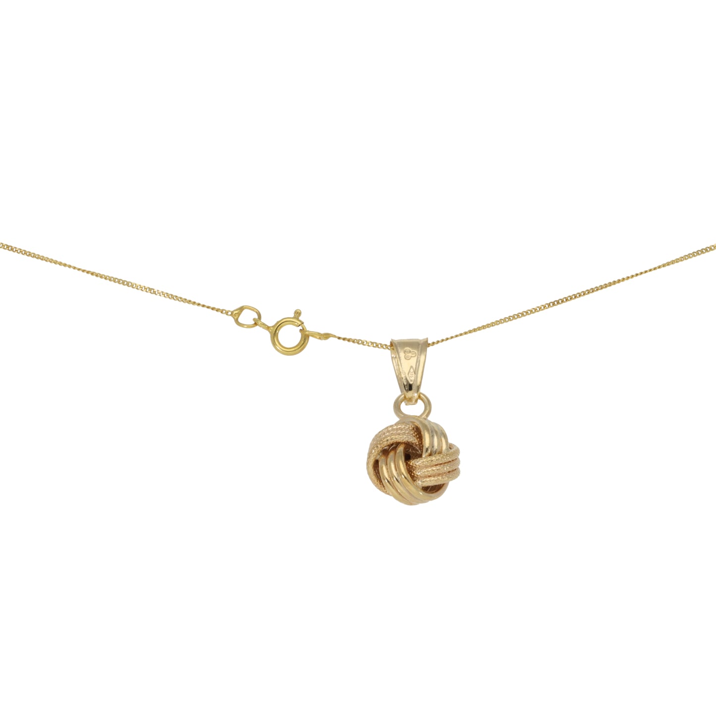 New 9ct Gold Textured Knot Pendant with Chain