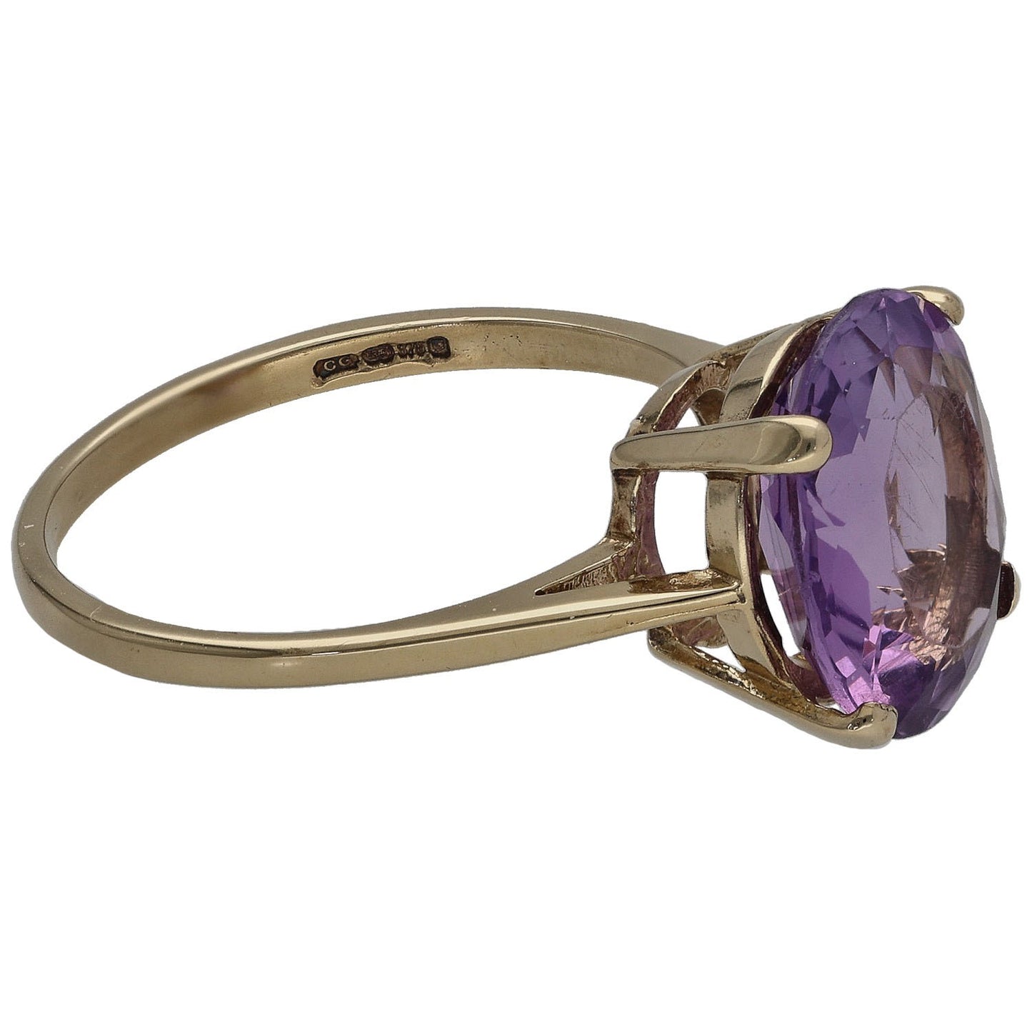 9ct Gold Amethyst Single Stone Ring Size P