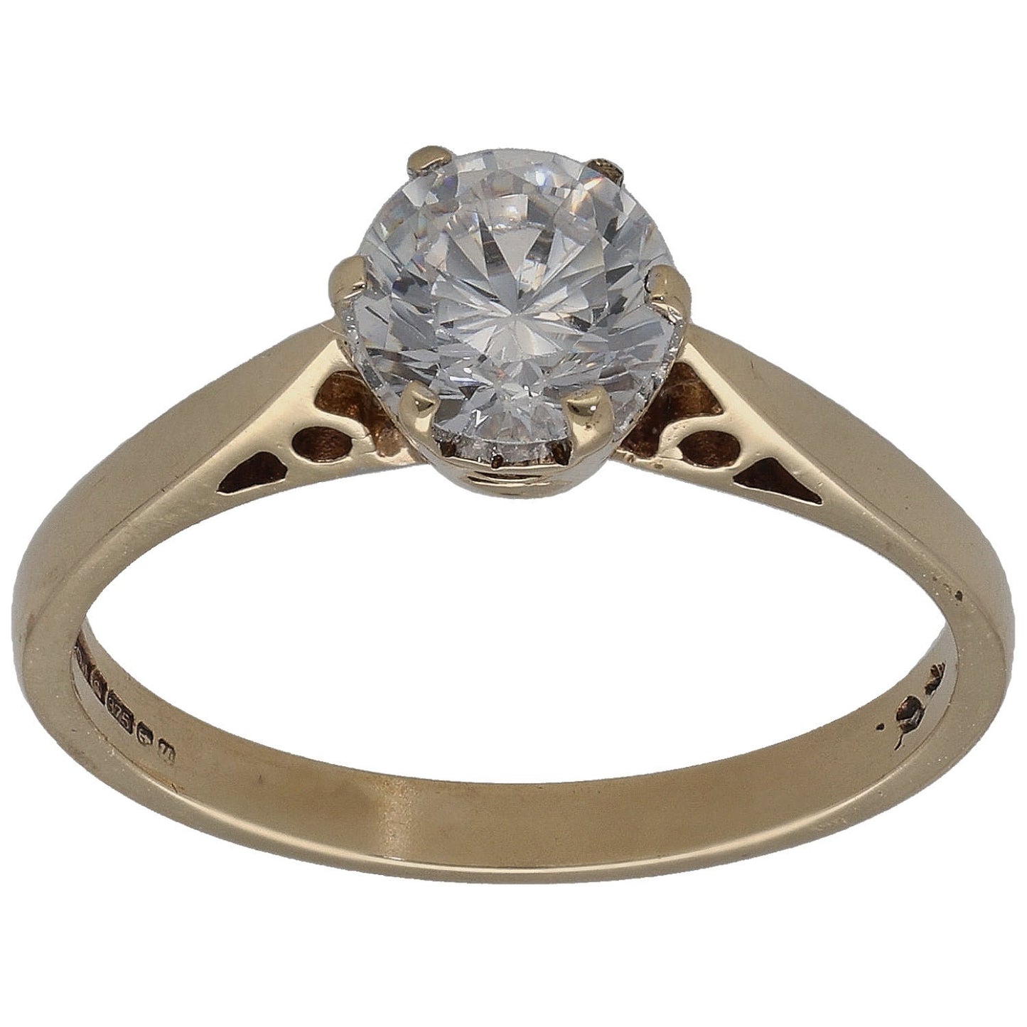 9ct Gold Cubic Zirconia Single Stone Ring Size M