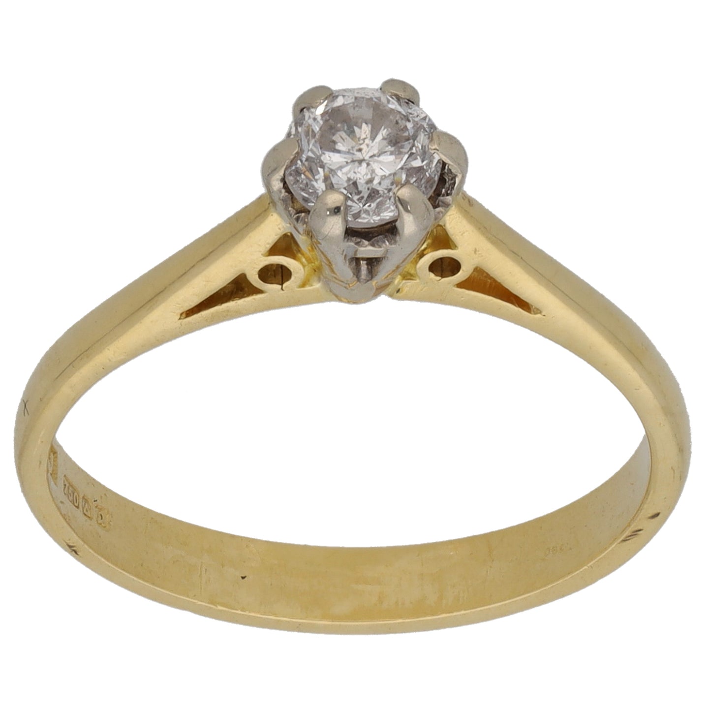 18ct Gold 0.33ct Diamond Solitaire Ring Size M