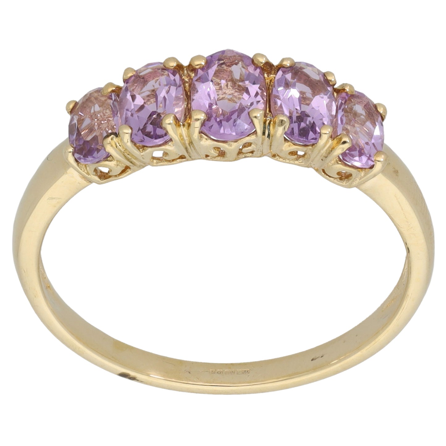 9ct Gold Amethyst Half Eternity Ring Size U