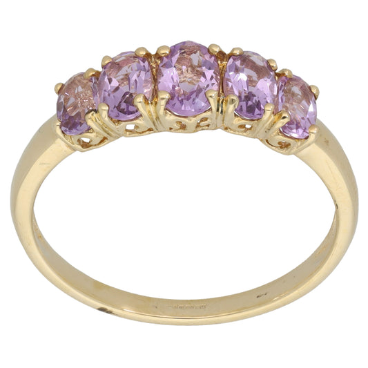 9ct Gold Amethyst Half Eternity Ring Size U