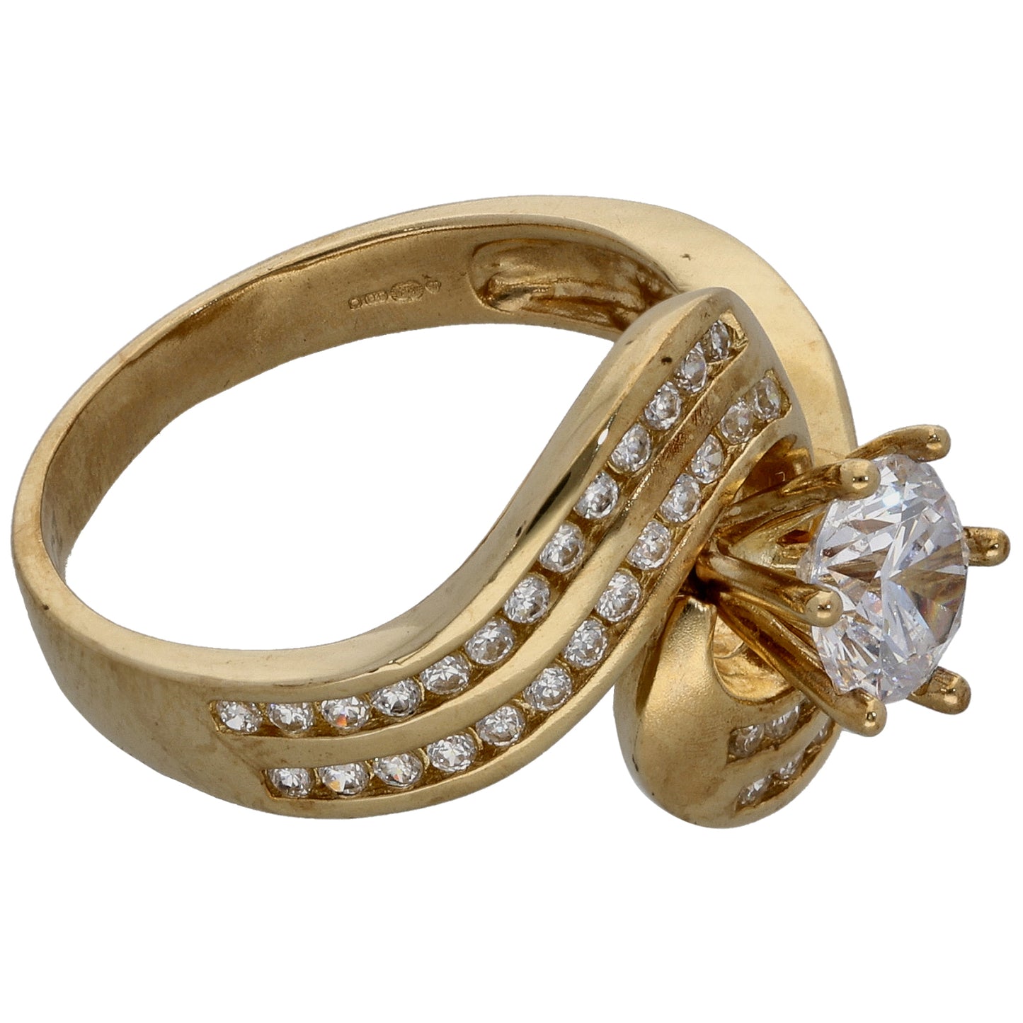 9ct Gold Cubic Zirconia Dress/Cocktail Ring Size R