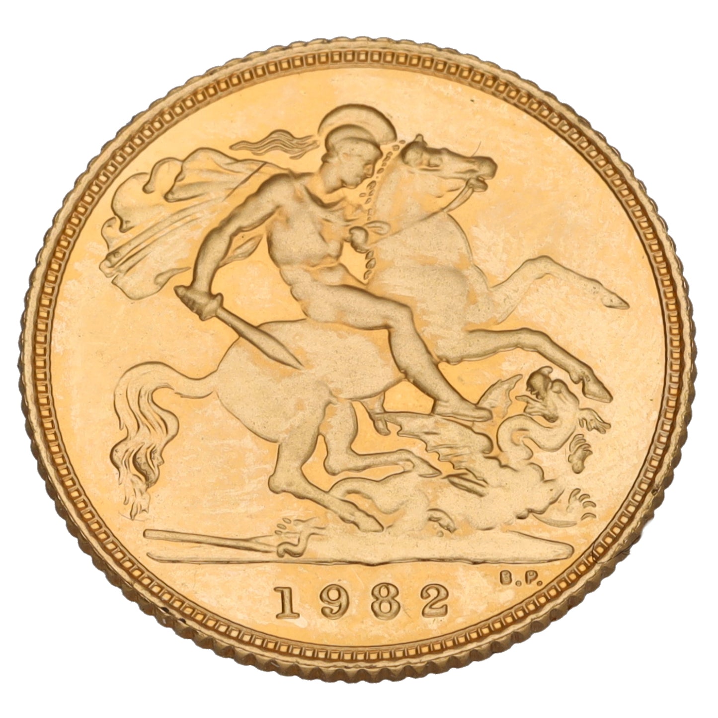 22ct Gold Queen Elizabeth II Half Sovereign Coin 1982