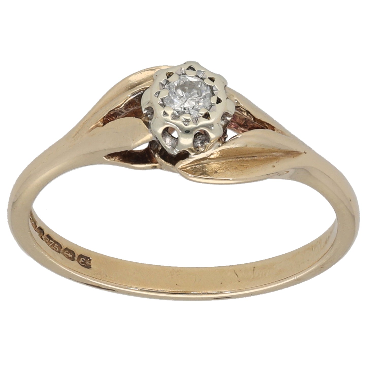 9ct Gold 0.07ct Diamond Solitaire Ring Size N