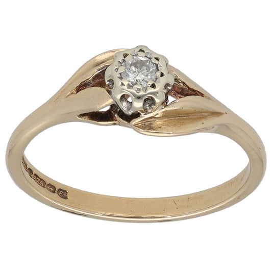 9ct Gold 0.07ct Diamond Solitaire Ring Size N