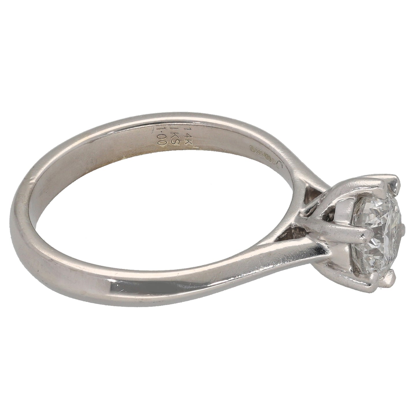 14ct White Gold 1.00ct Diamond Solitaire Ring Size L