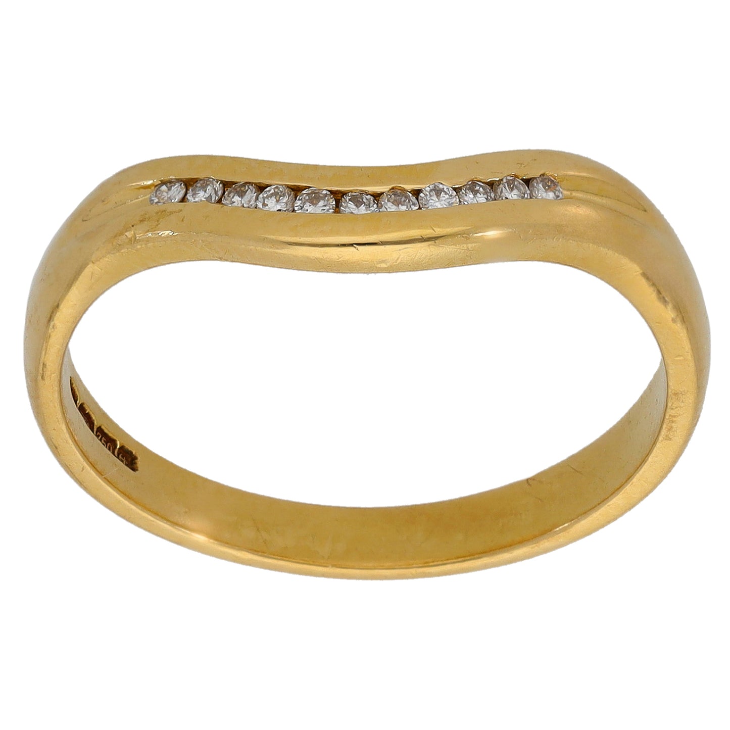 18ct Gold 0.055ct Diamond Wishbone Ring Size O