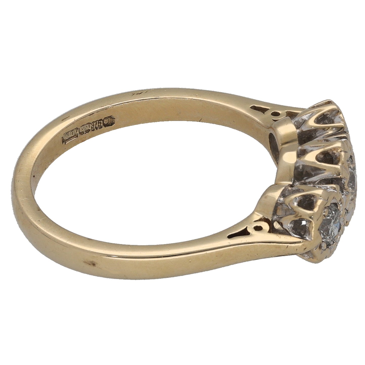 9ct Gold 0.25ct Diamond Trilogy Ring Size K