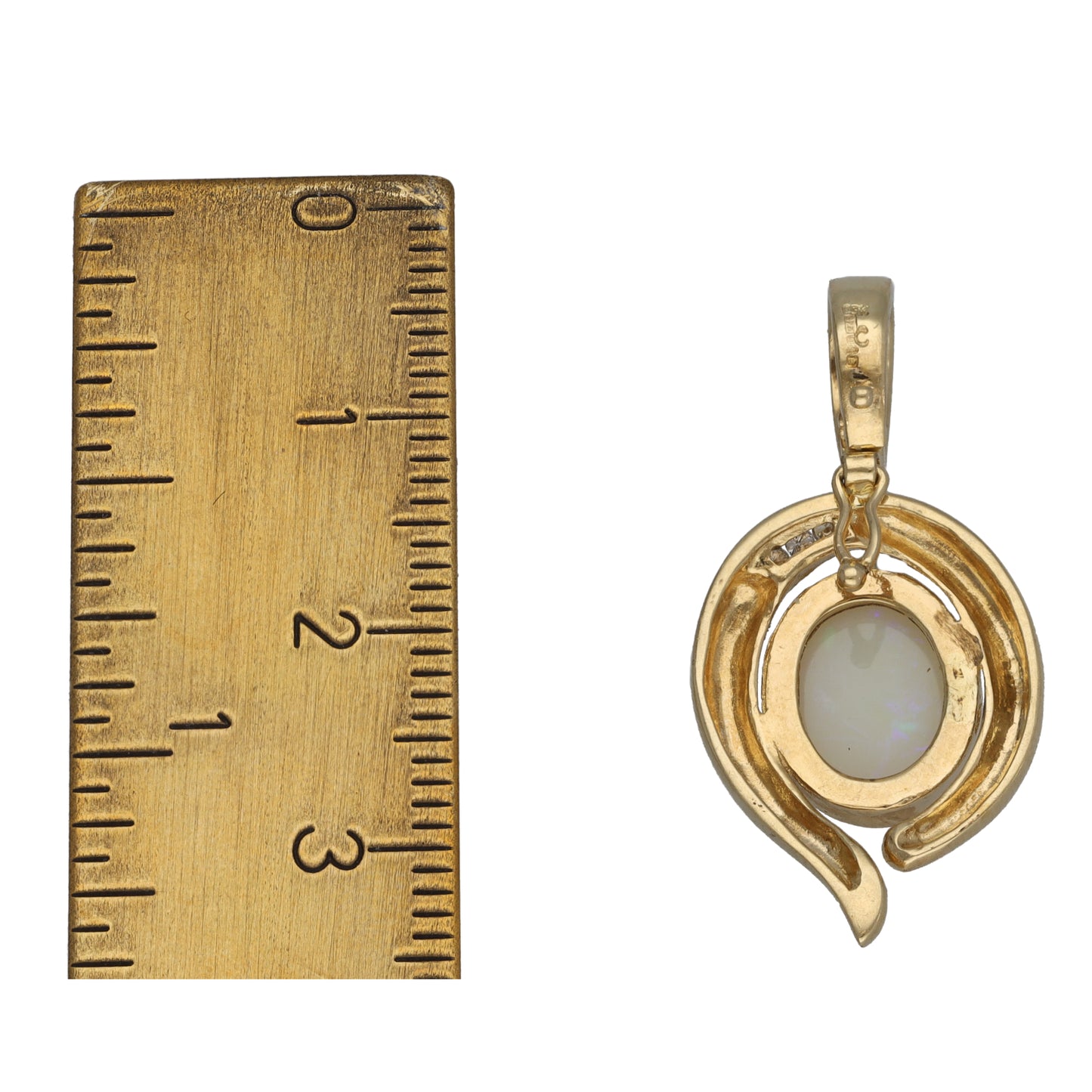 9ct Gold 0.03ct Diamond & Opal Alternative Pendant