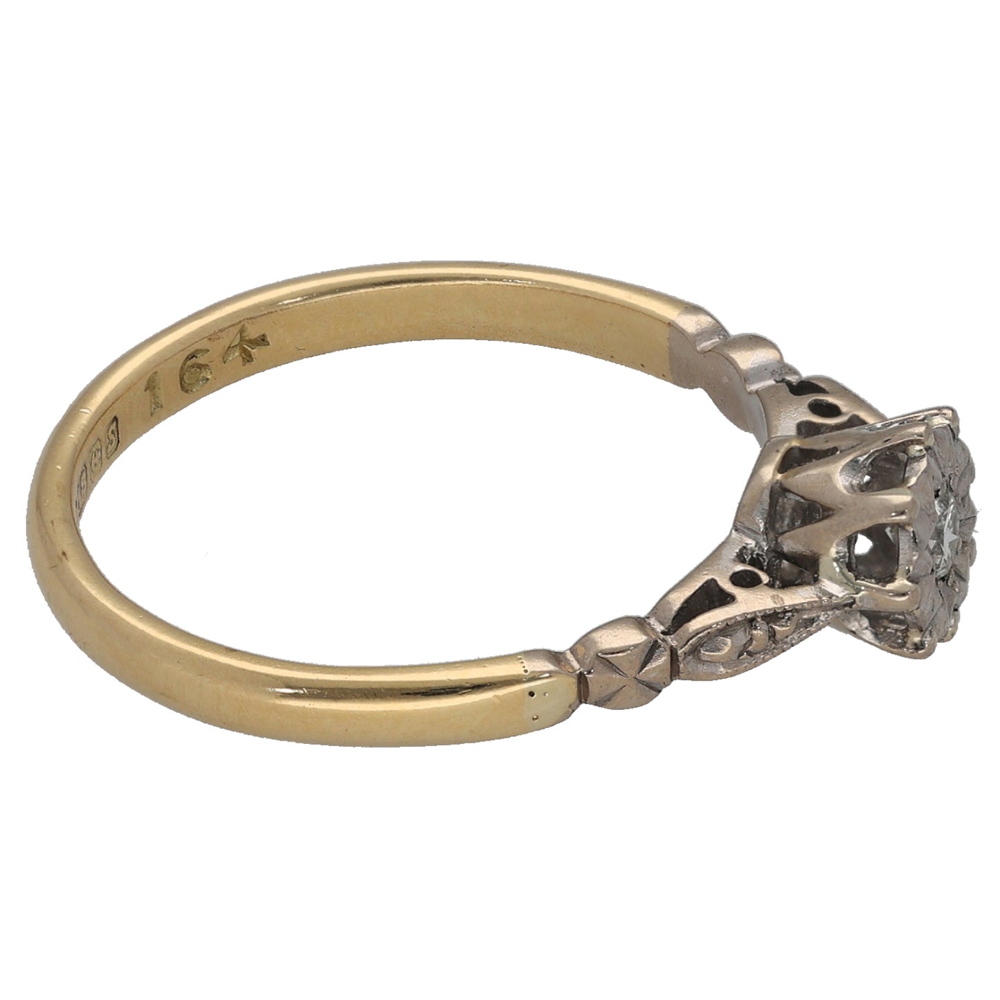 9ct Gold 0.05ct Diamond Solitaire Ring Size N 1/2