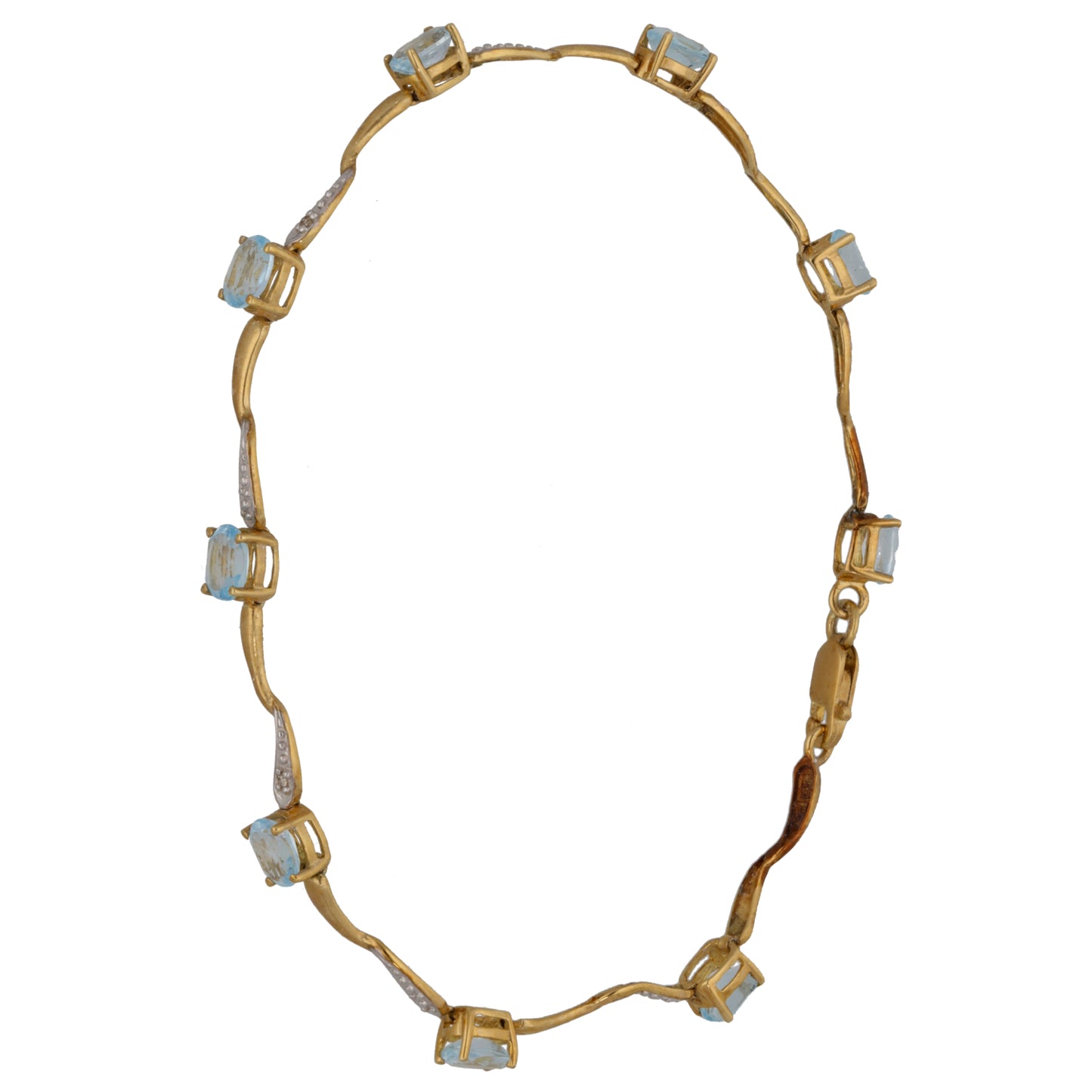 9ct Gold 0.005ct Diamond & Topaz Line/Tennis Bracelet