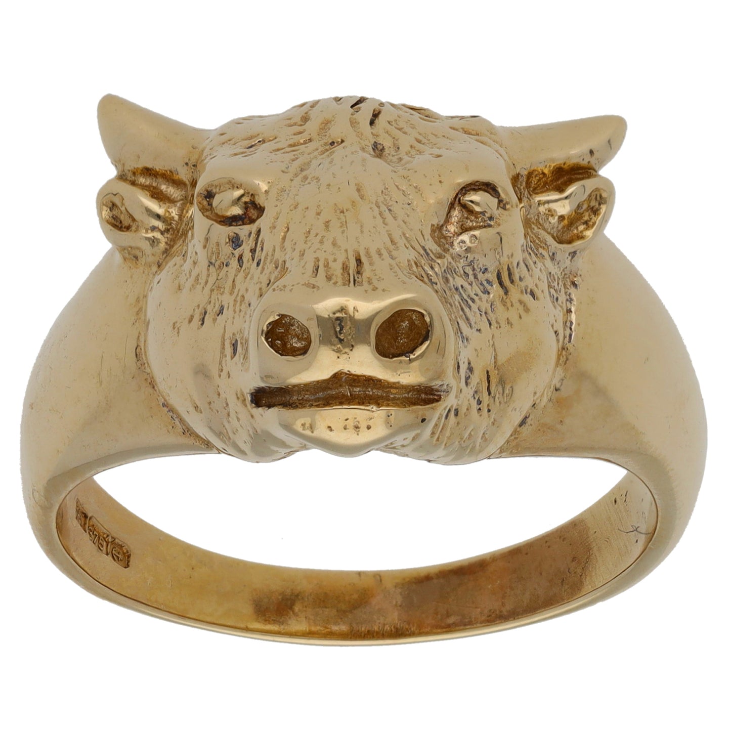 9ct Gold Bull Ring Size V