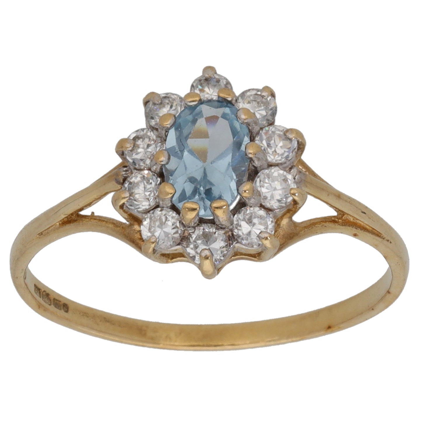 9ct Gold Imitation Gems Cluster Ring Size N