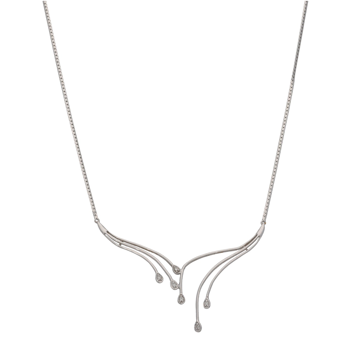 9ct White Gold 0.03ct Diamond Fancy Necklace 16"