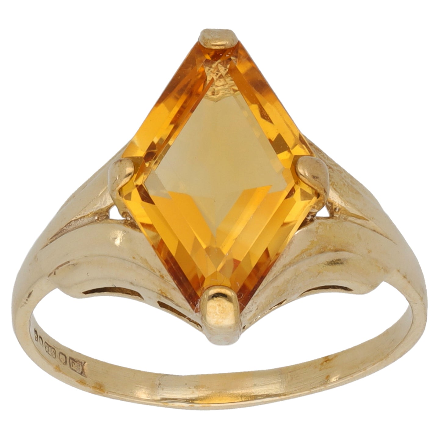 9ct Gold Citrine Single Stone Ring Size P