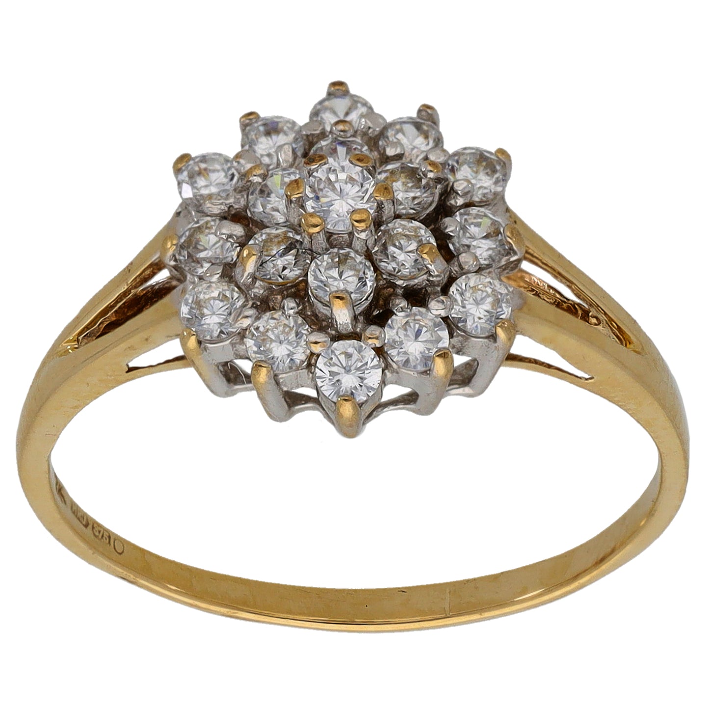 9ct Gold Cubic Zirconia Cluster Ring Size S