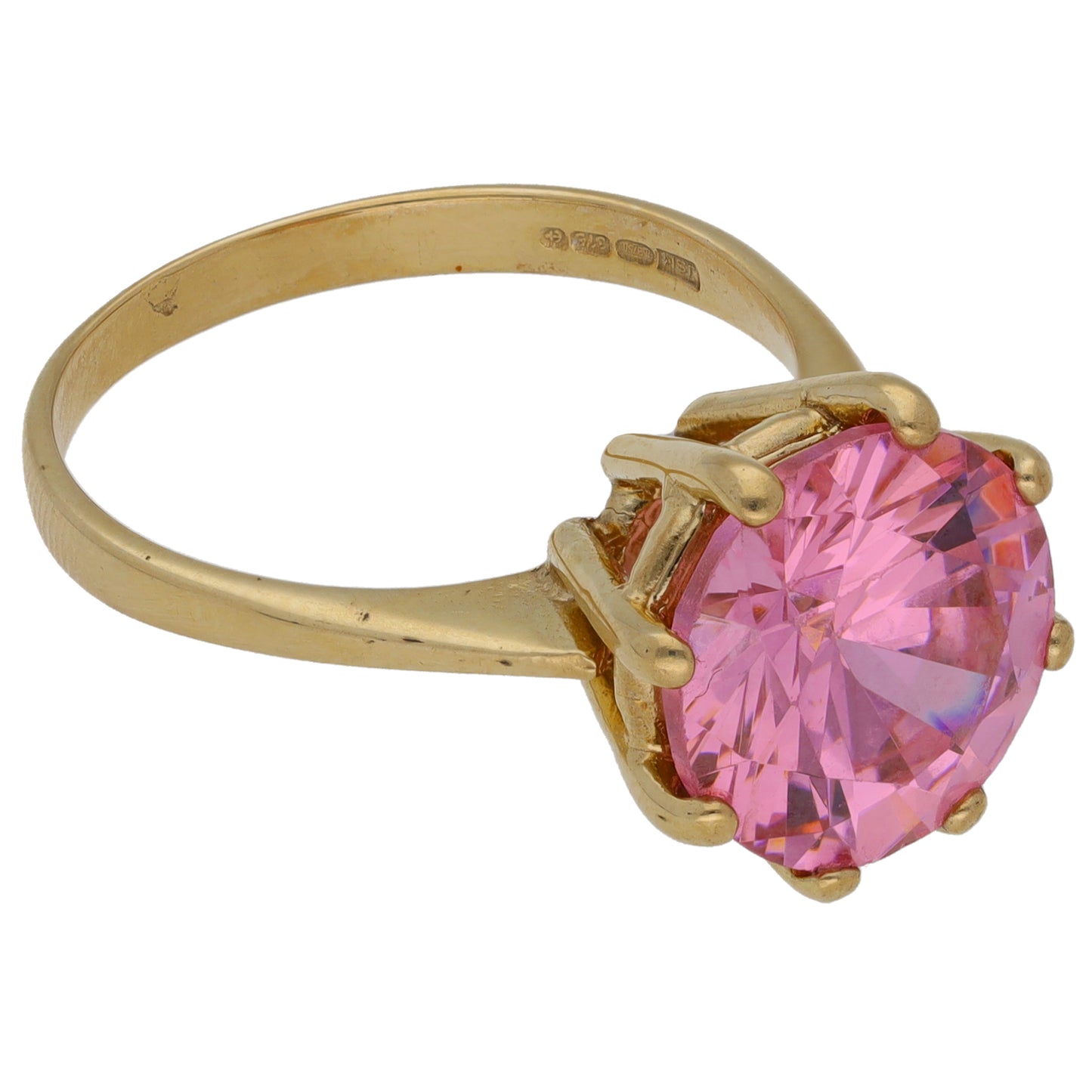 9ct Gold Cubic Zirconia Single Stone Ring Size P