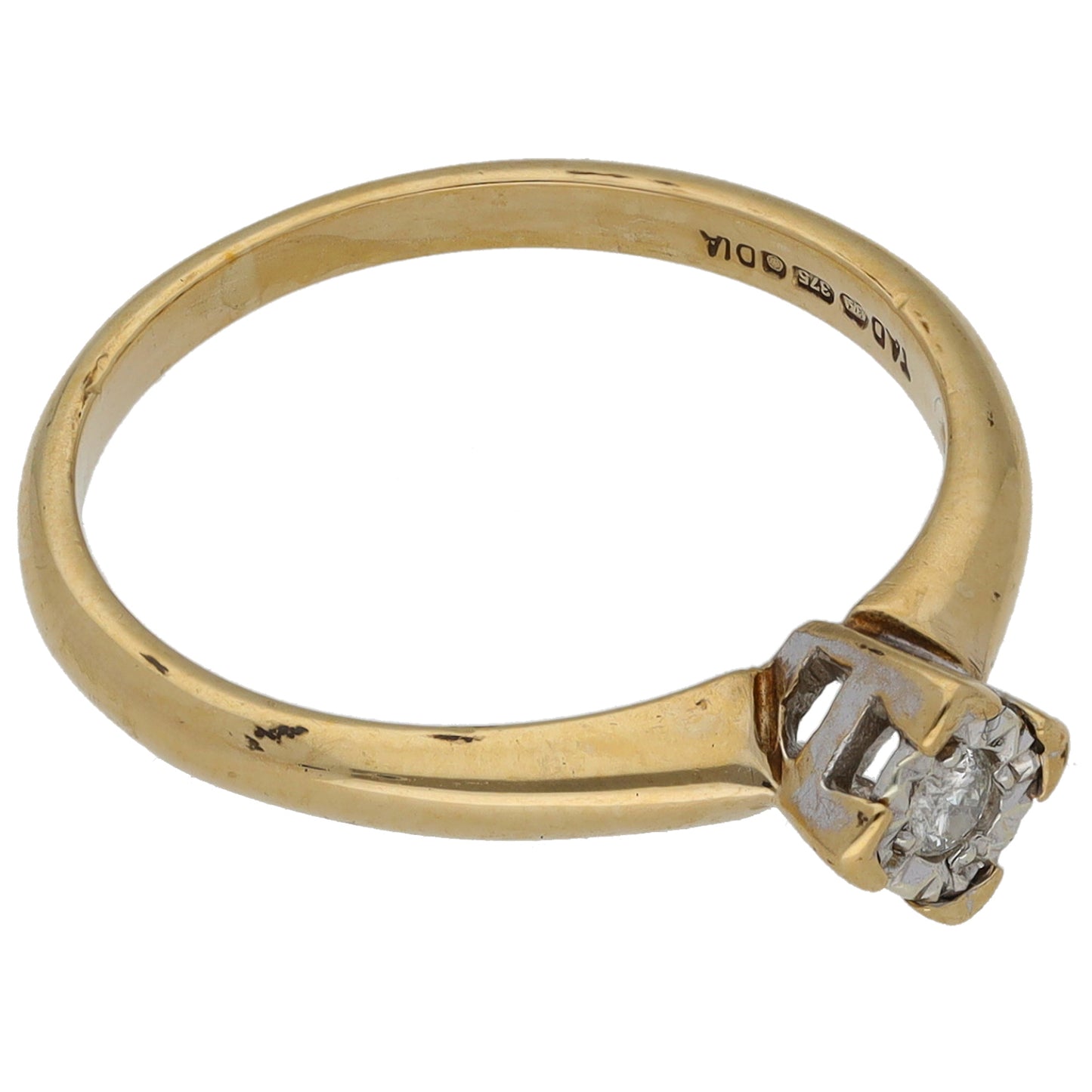 9ct Gold 0.05ct Diamond Solitaire Ring Size L