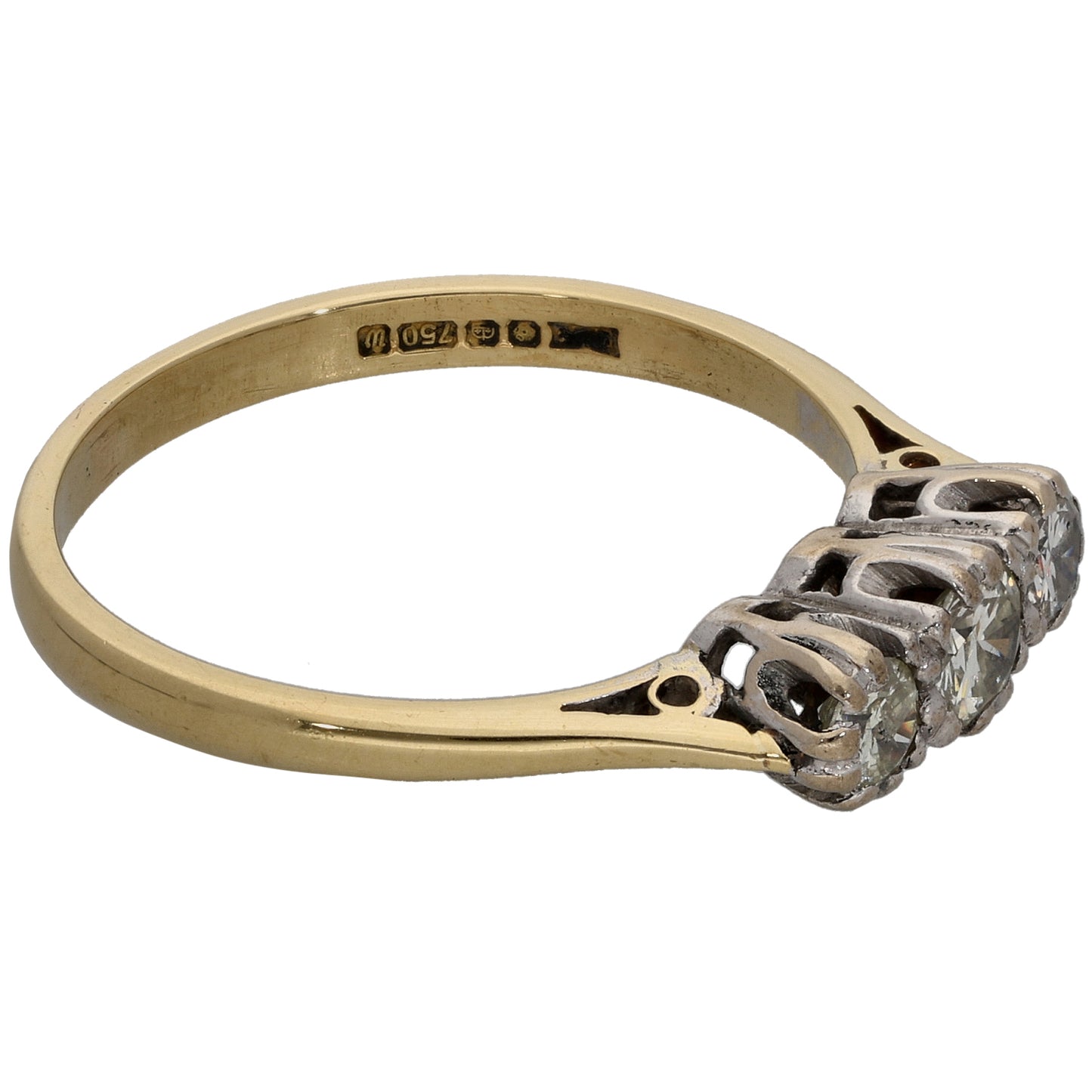 18ct Gold 0.40ct Diamond Trilogy Ring Size O