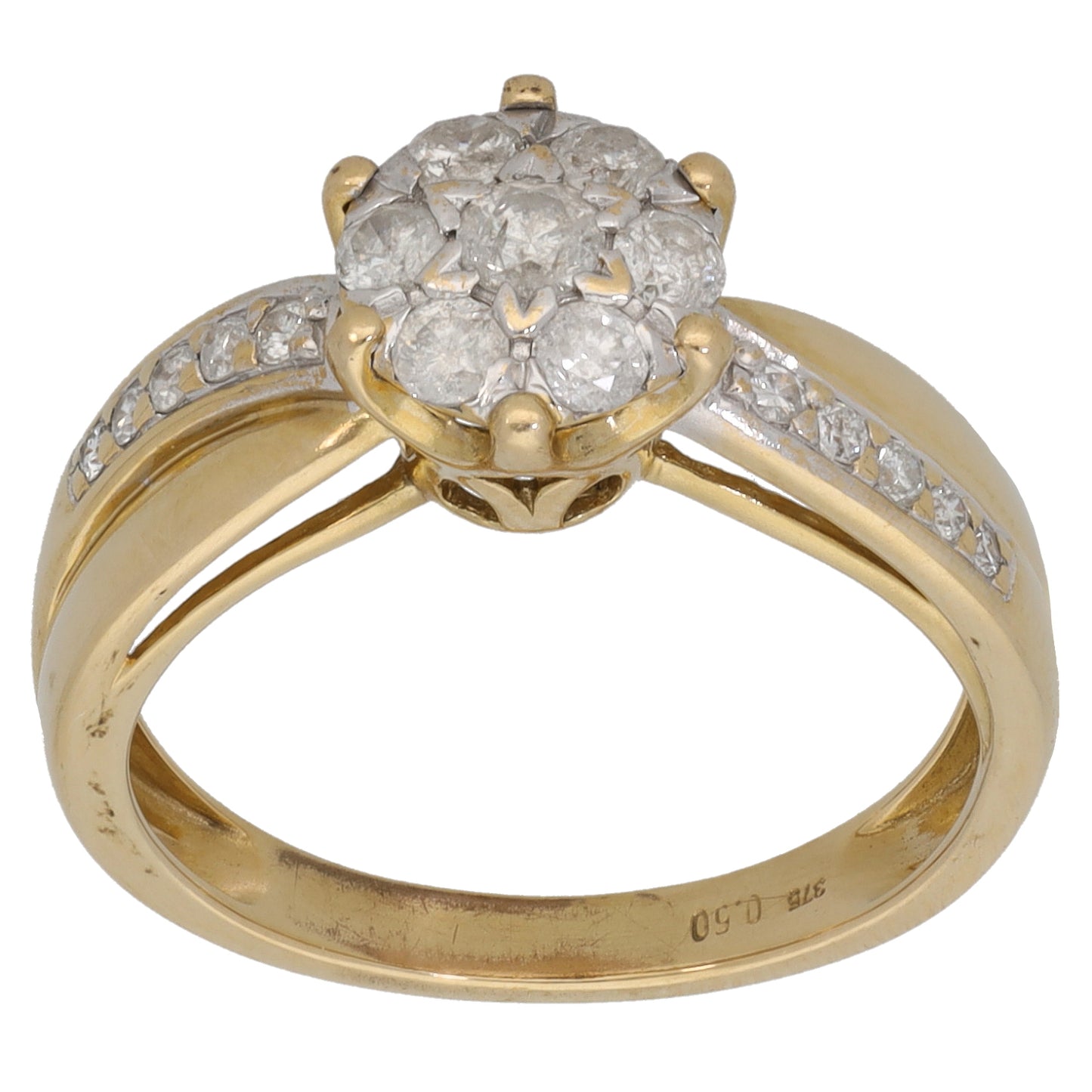9ct Gold 0.50ct Diamond Cluster Ring Size M