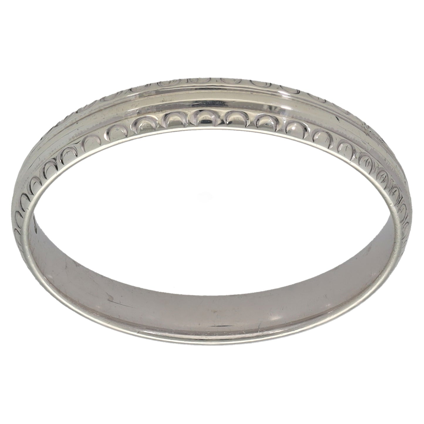 9ct White Gold Patterned Wedding Ring Size P