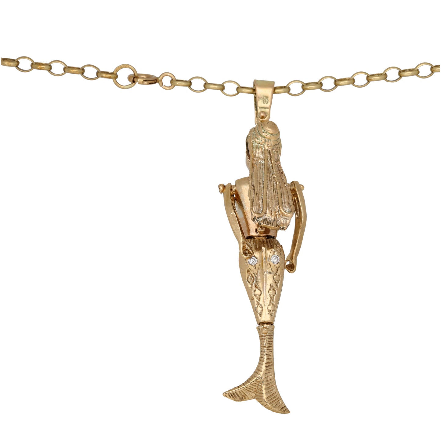 9ct Gold Imitation Mermaid Pendant With Chain