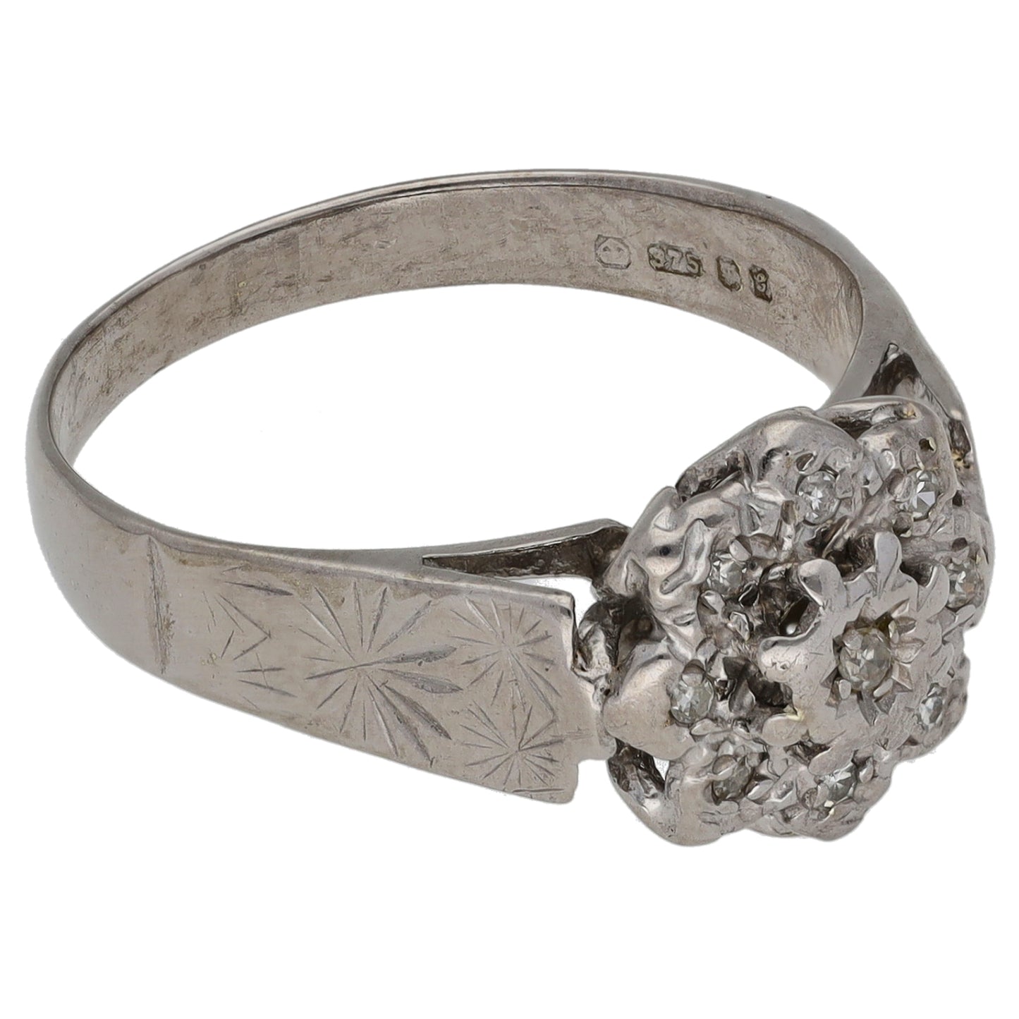 9ct White Gold 0.09ct Diamond Dress/Cocktail Ring Size P