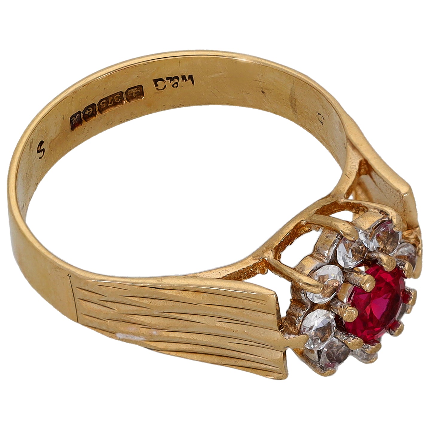 9ct Gold Imitation Gems Cluster Ring Size N