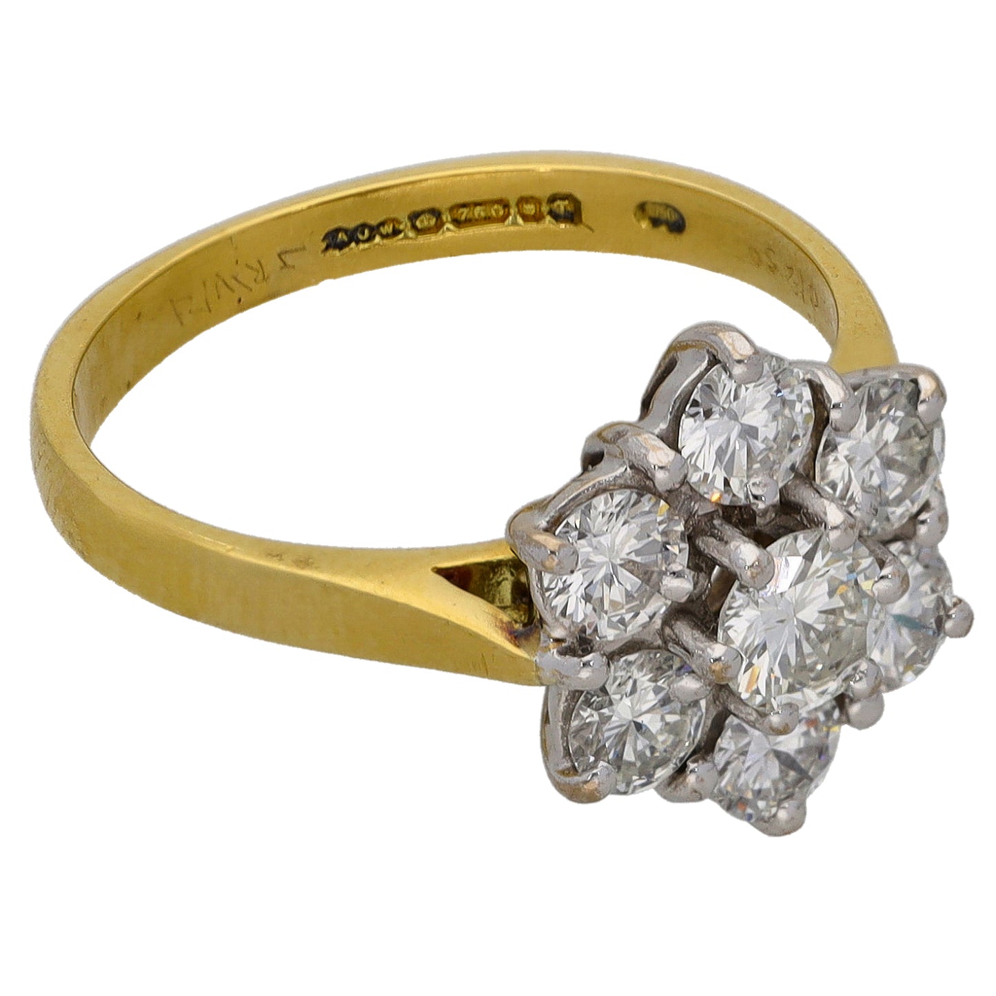 18ct Gold 1.15ct Diamond Cluster Ring Size M