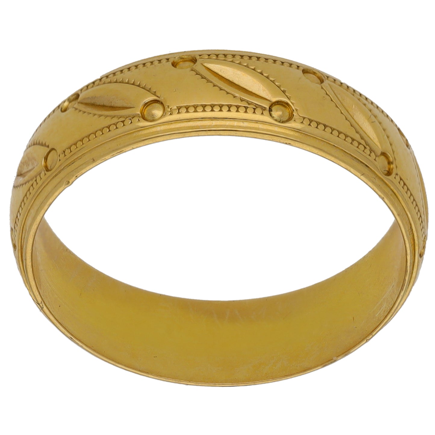 18ct Gold Patterned Wedding Ring Size T