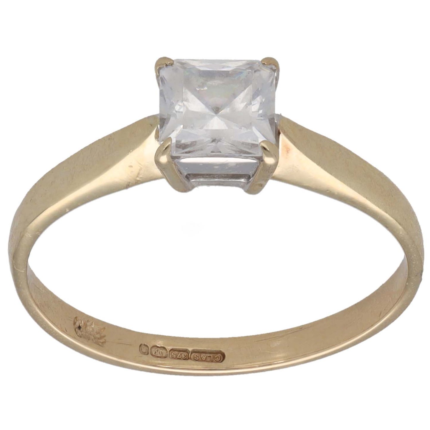 9ct Gold Cubic Zirconia Single Stone Ring Size L