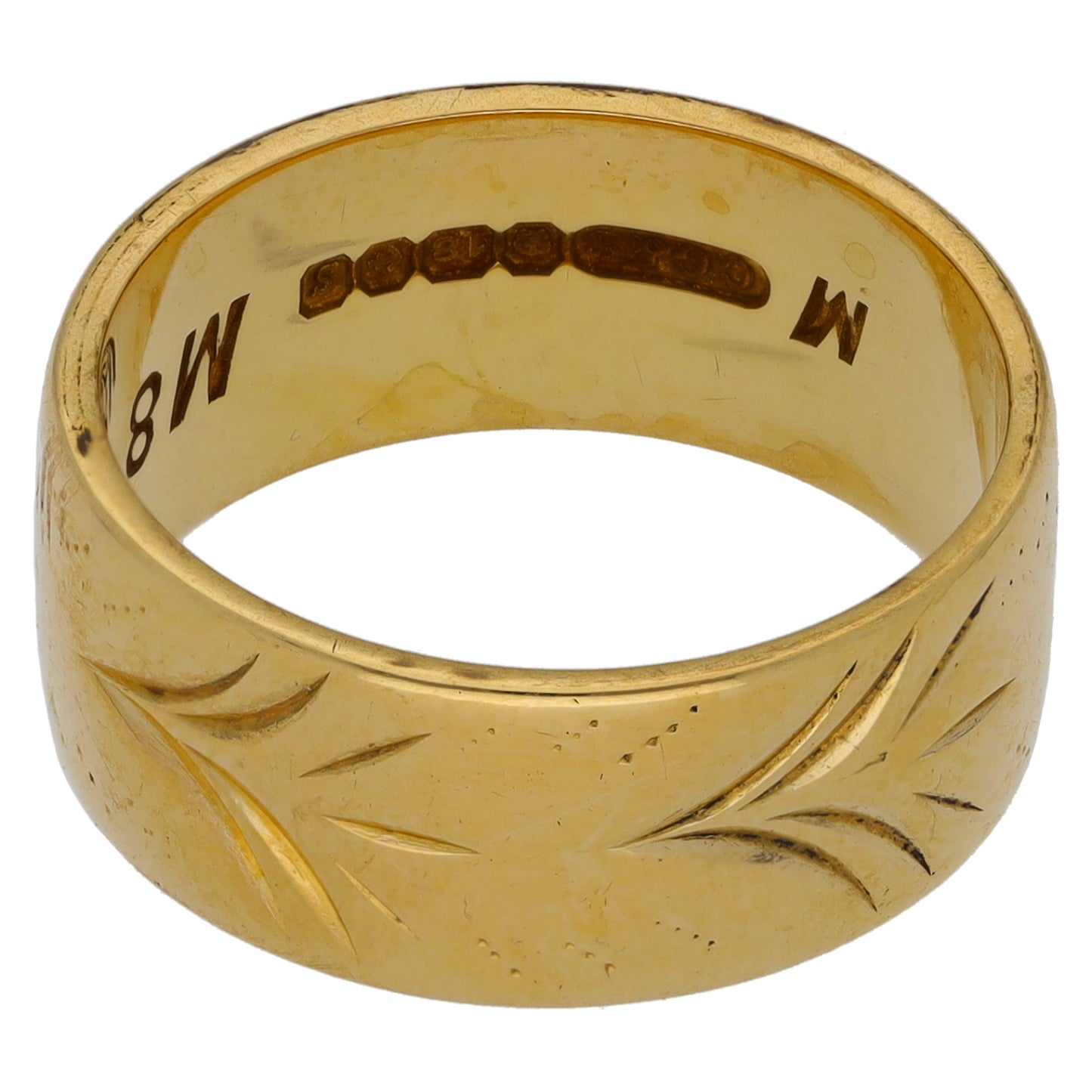 18ct Gold Patterned Wedding Ring Size L