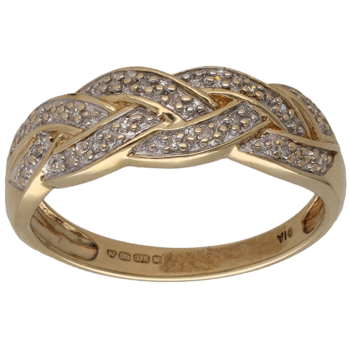 9ct Gold 0.10ct Diamond Dress/Cocktail Ring Size P