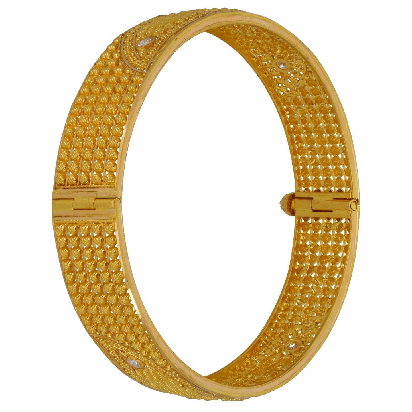 22ct Gold Cubic Zirconia Hinged/Clasp Bangle