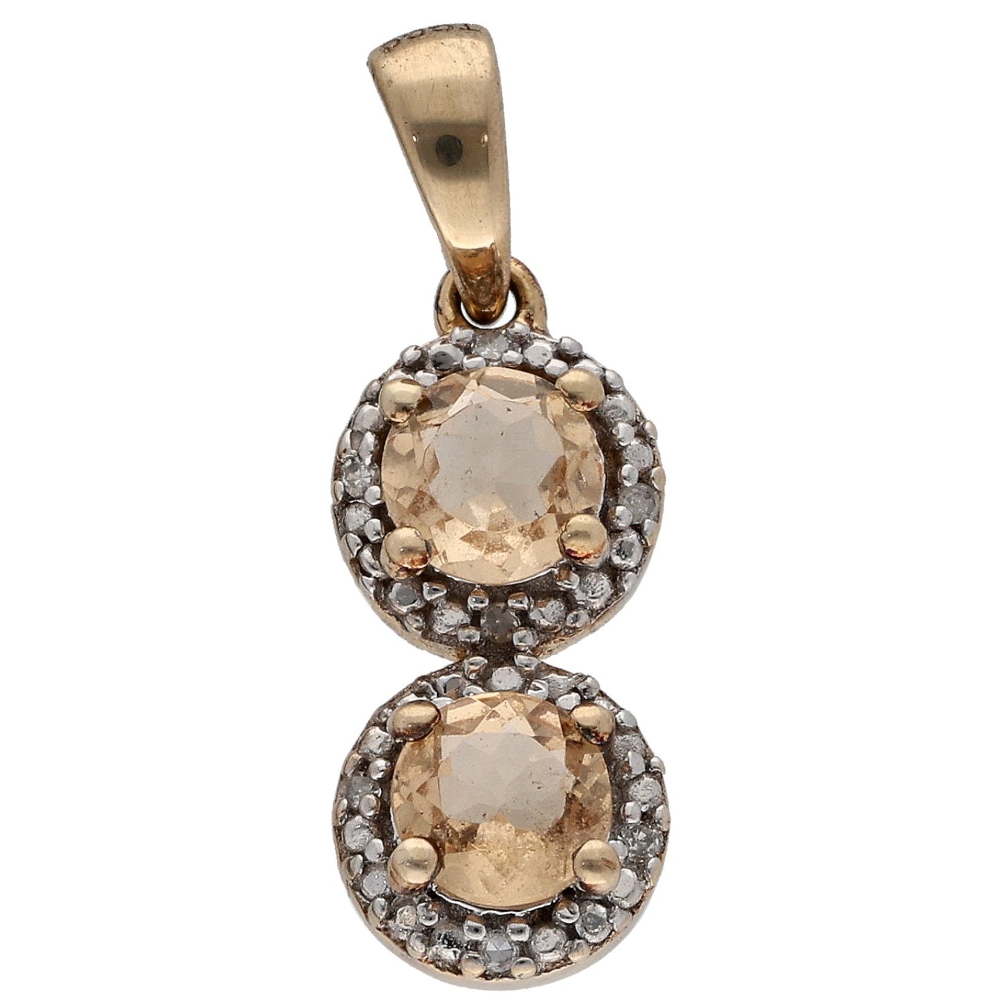9ct Gold Garnet & 0.07ct Diamond Cluster Pendant