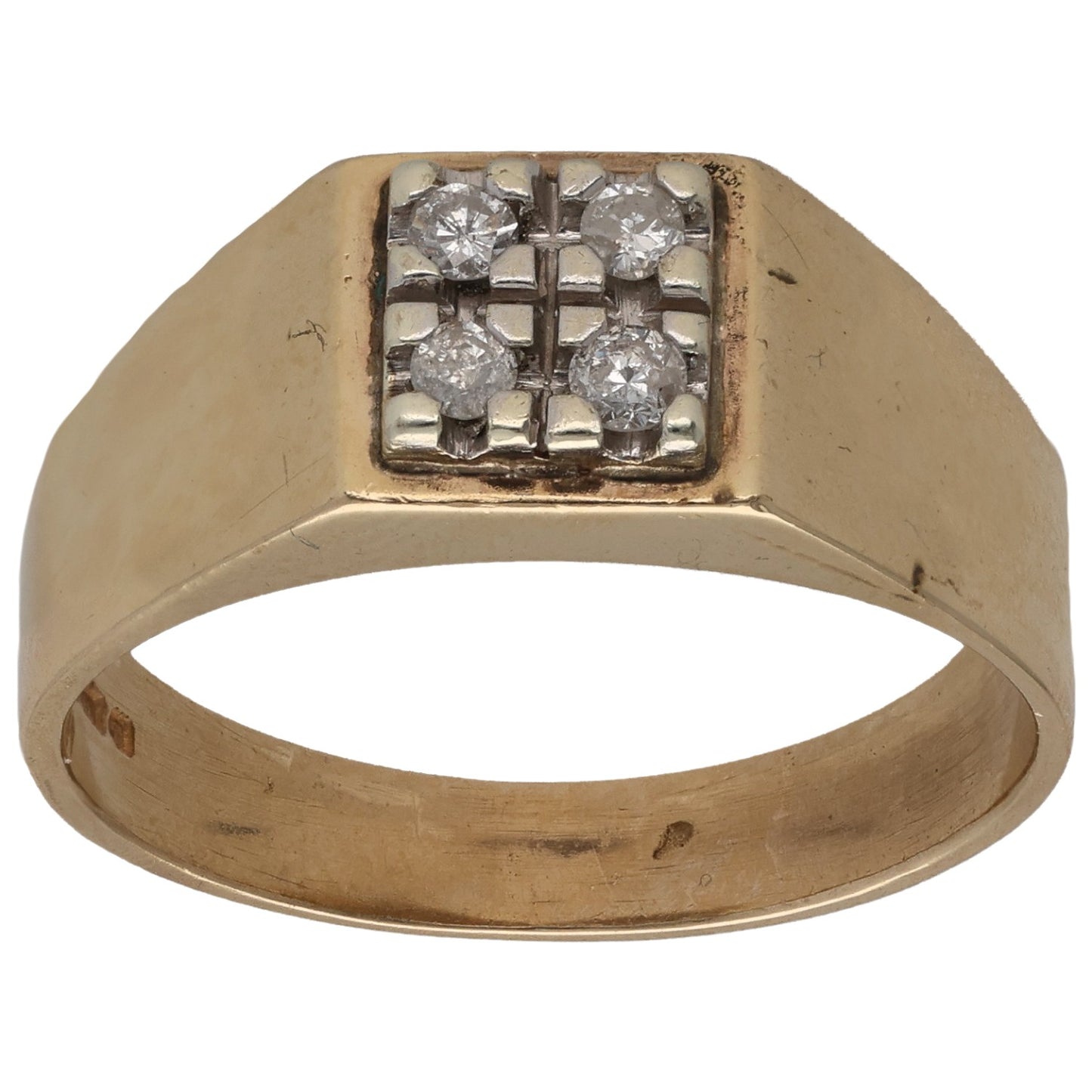 9ct Gold 0.16ct Diamond Signet Ring Size W