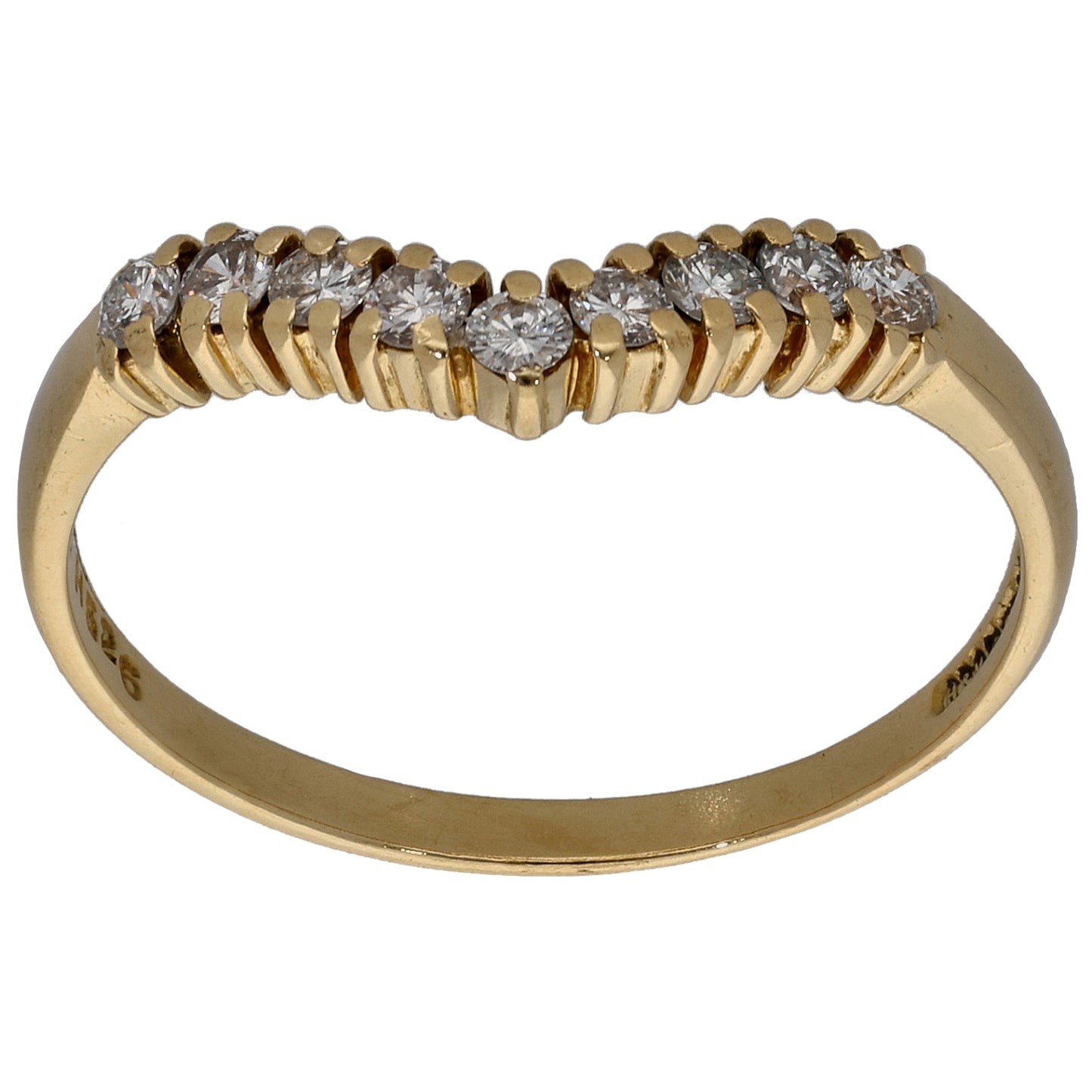 18ct Gold 0.18ct Diamond Wishbone Ring Size M