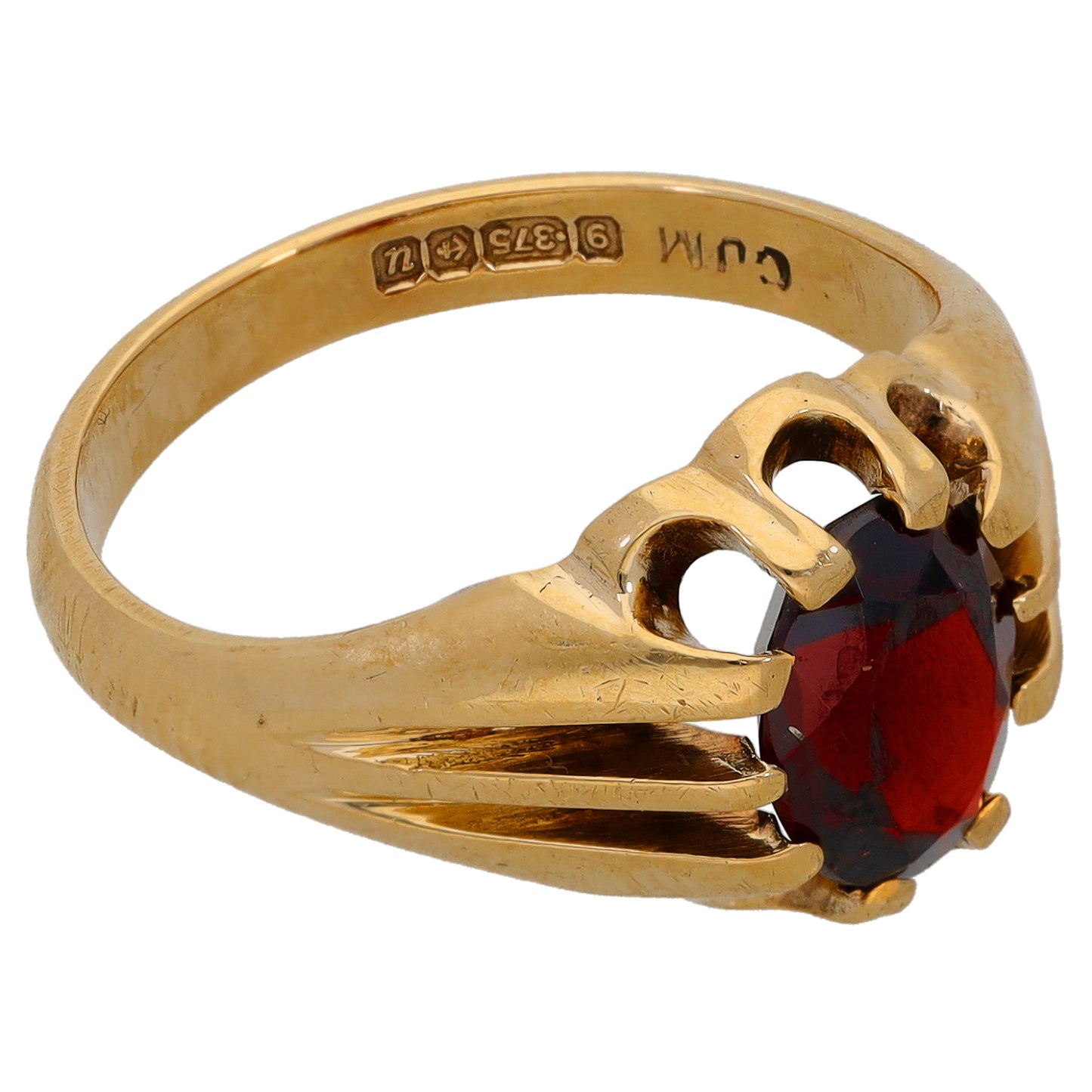 9ct Gold Garnet Single Stone Ring Size R