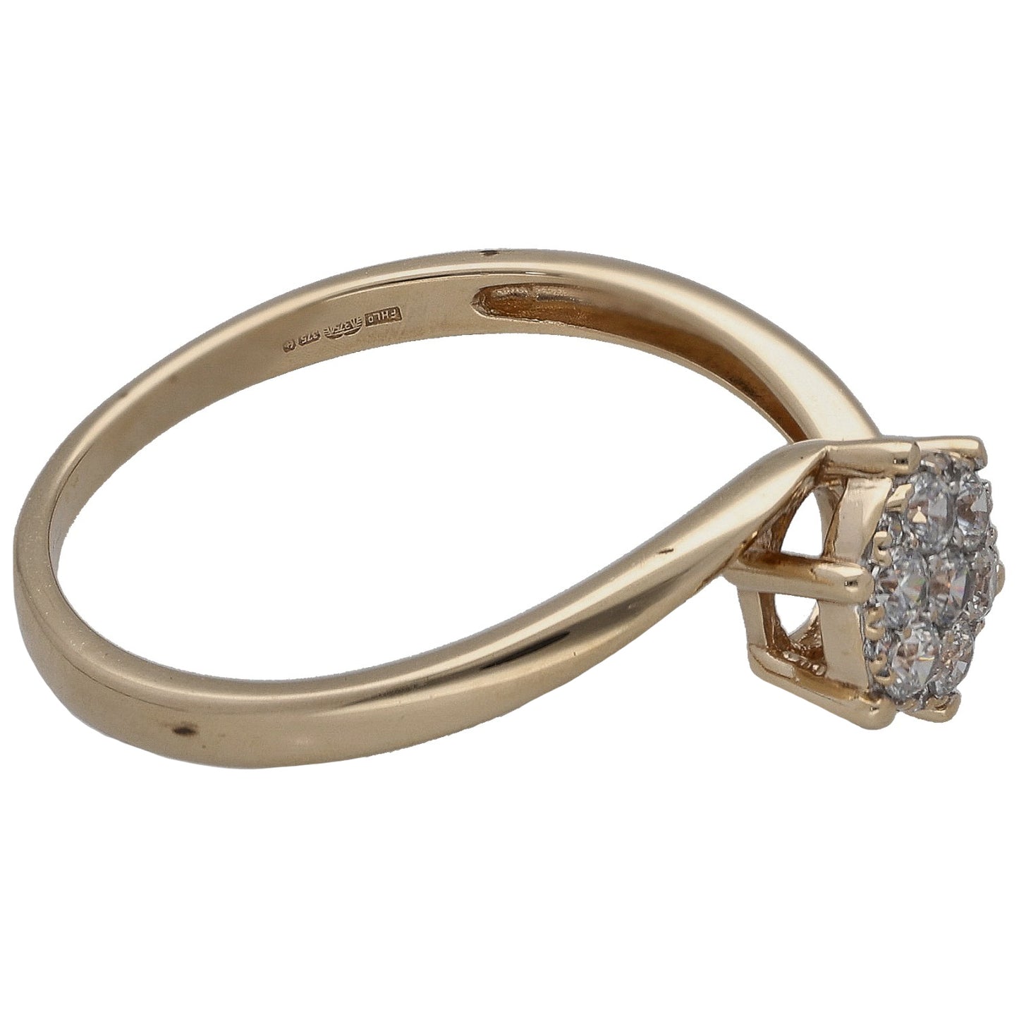 9ct Gold Cubic Zirconia Cluster Ring Size R