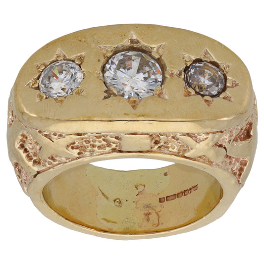 9ct Gold Cubic Zirconia Trilogy Ring Size W