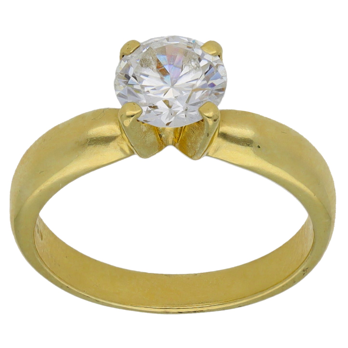14ct Gold Cubic Zirconia Single Stone Ring Size L