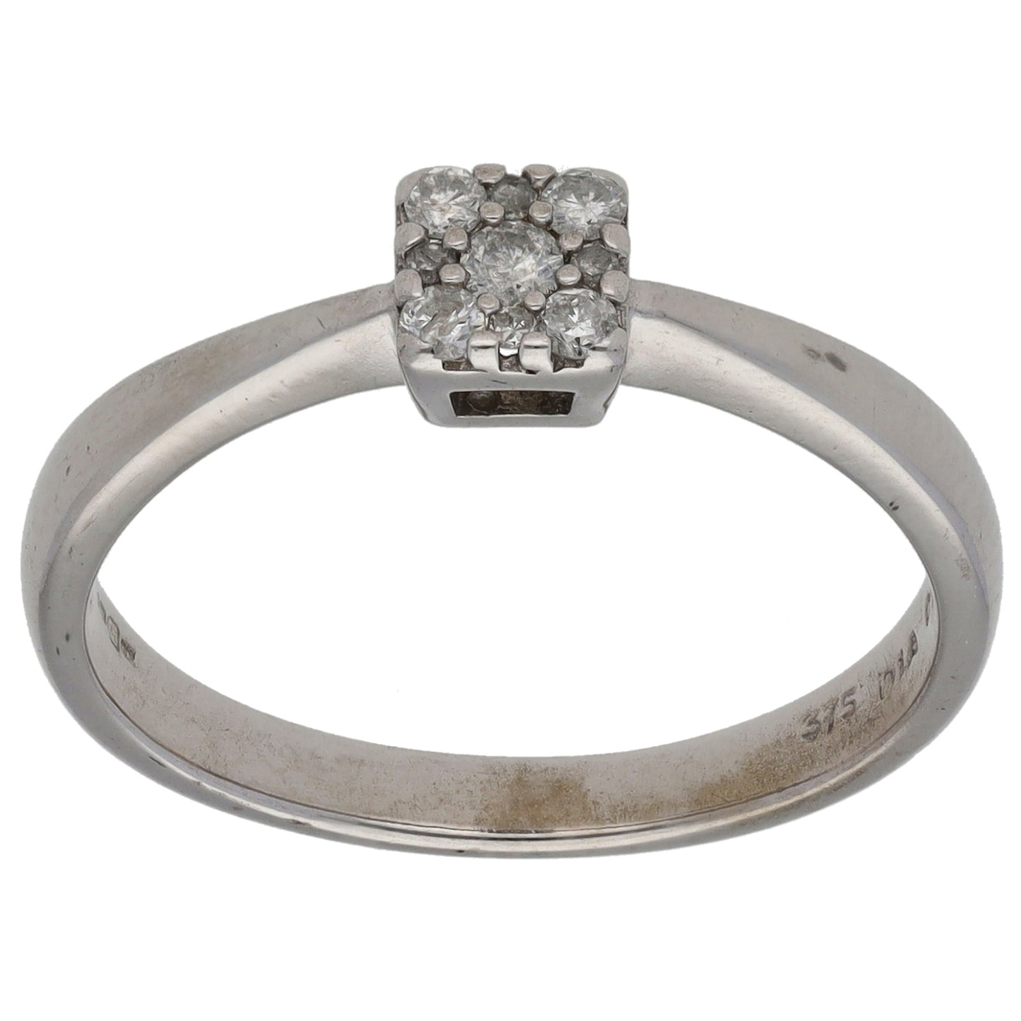 9ct White Gold 0.15ct Diamond Cluster Ring Size P