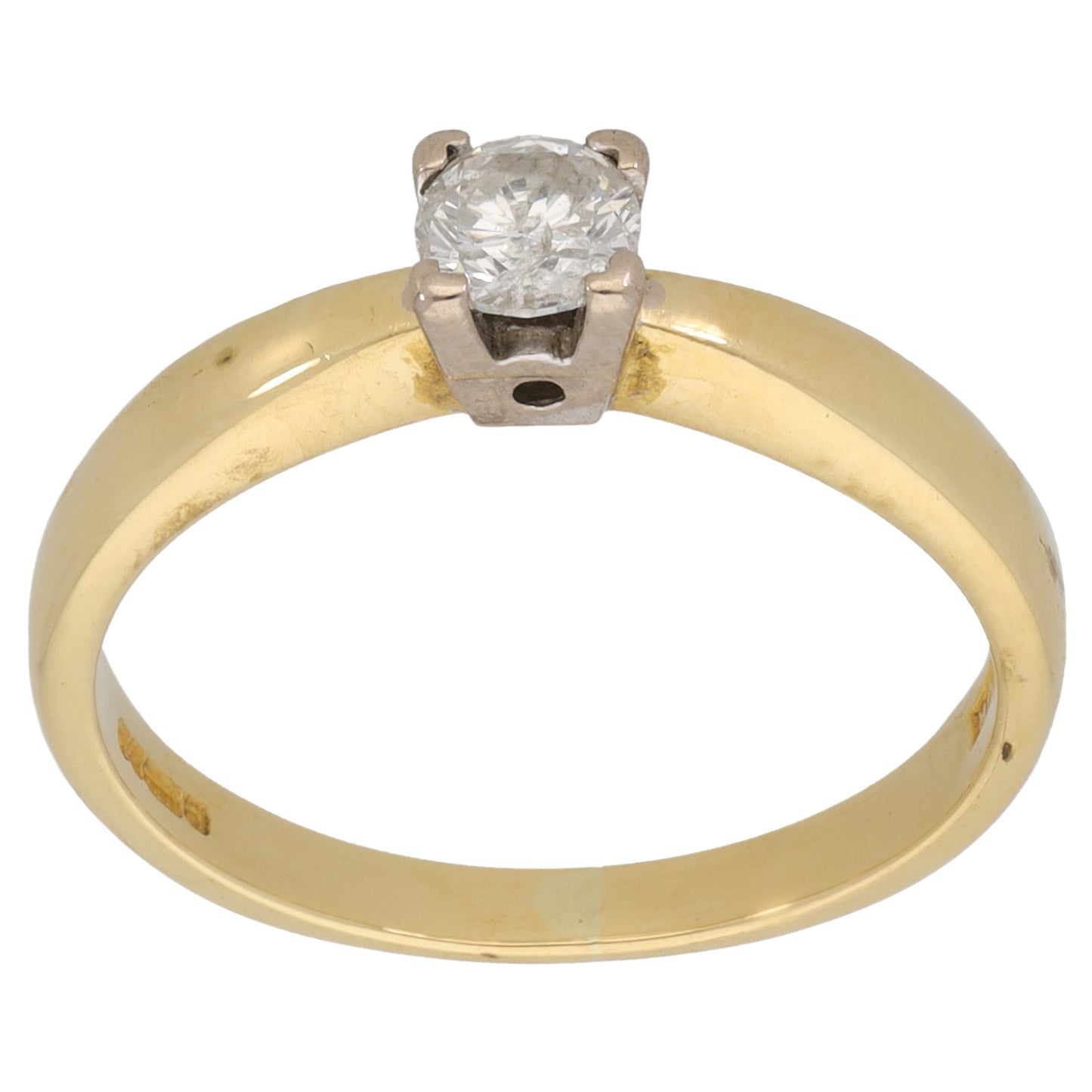 18ct Gold 0.34ct Diamond Solitaire Ring Size O