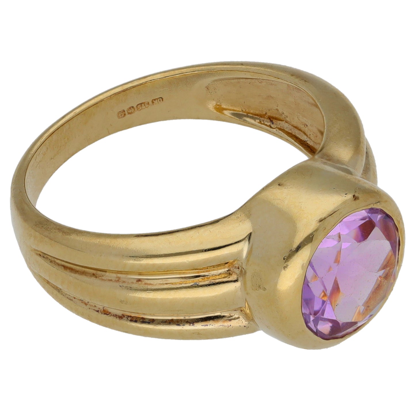 9ct Gold Amethyst Single Stone Ring Size N