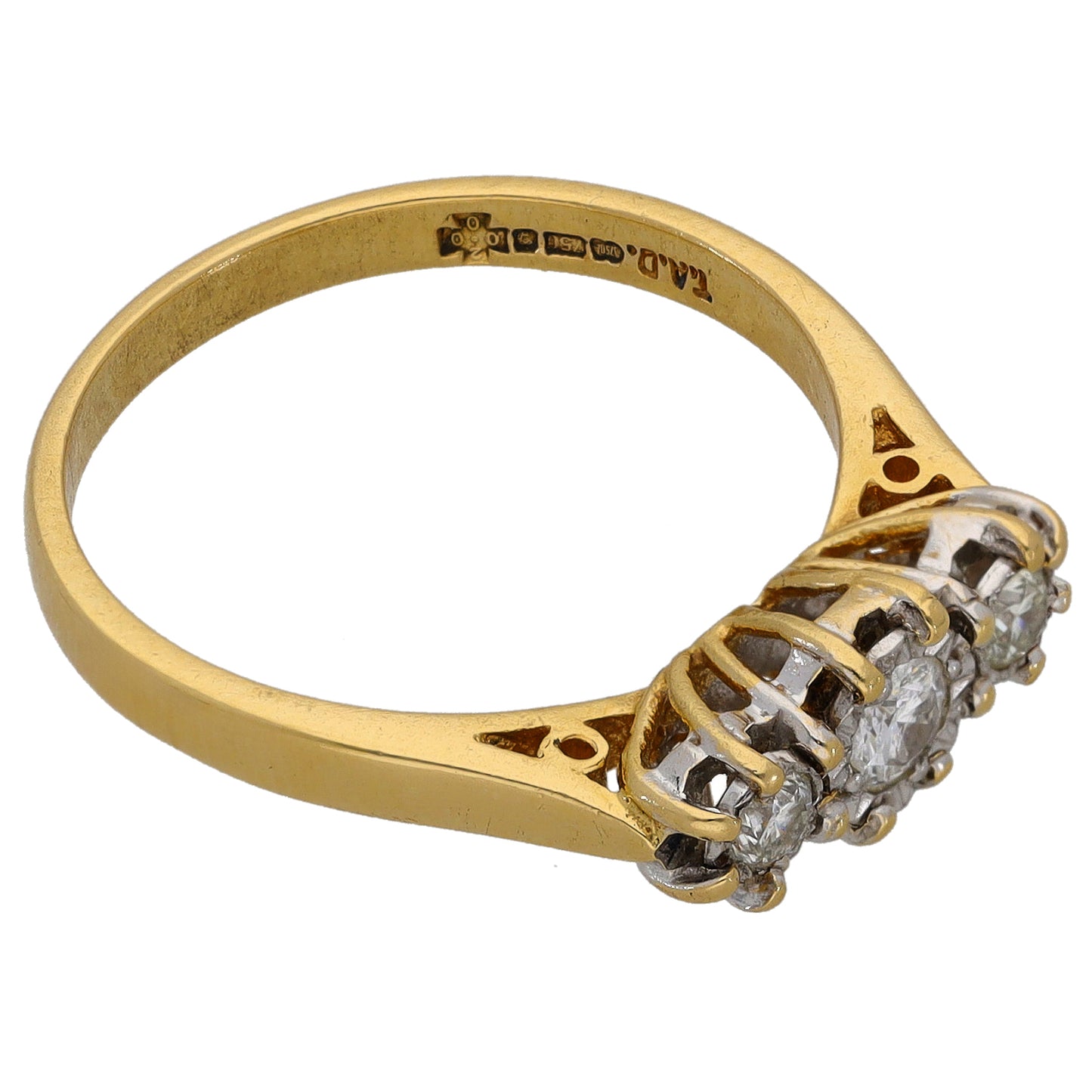 18ct Gold 0.25ct Diamond Trilogy Ring Size O
