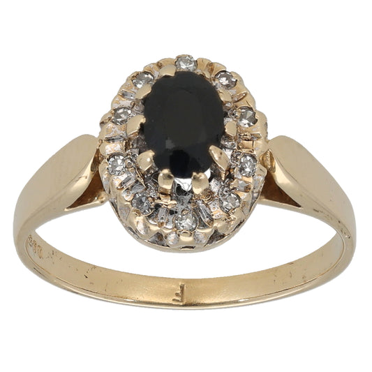 9ct Gold Sapphire & 0.05ct Diamond Dress/Cocktail Ring Size L