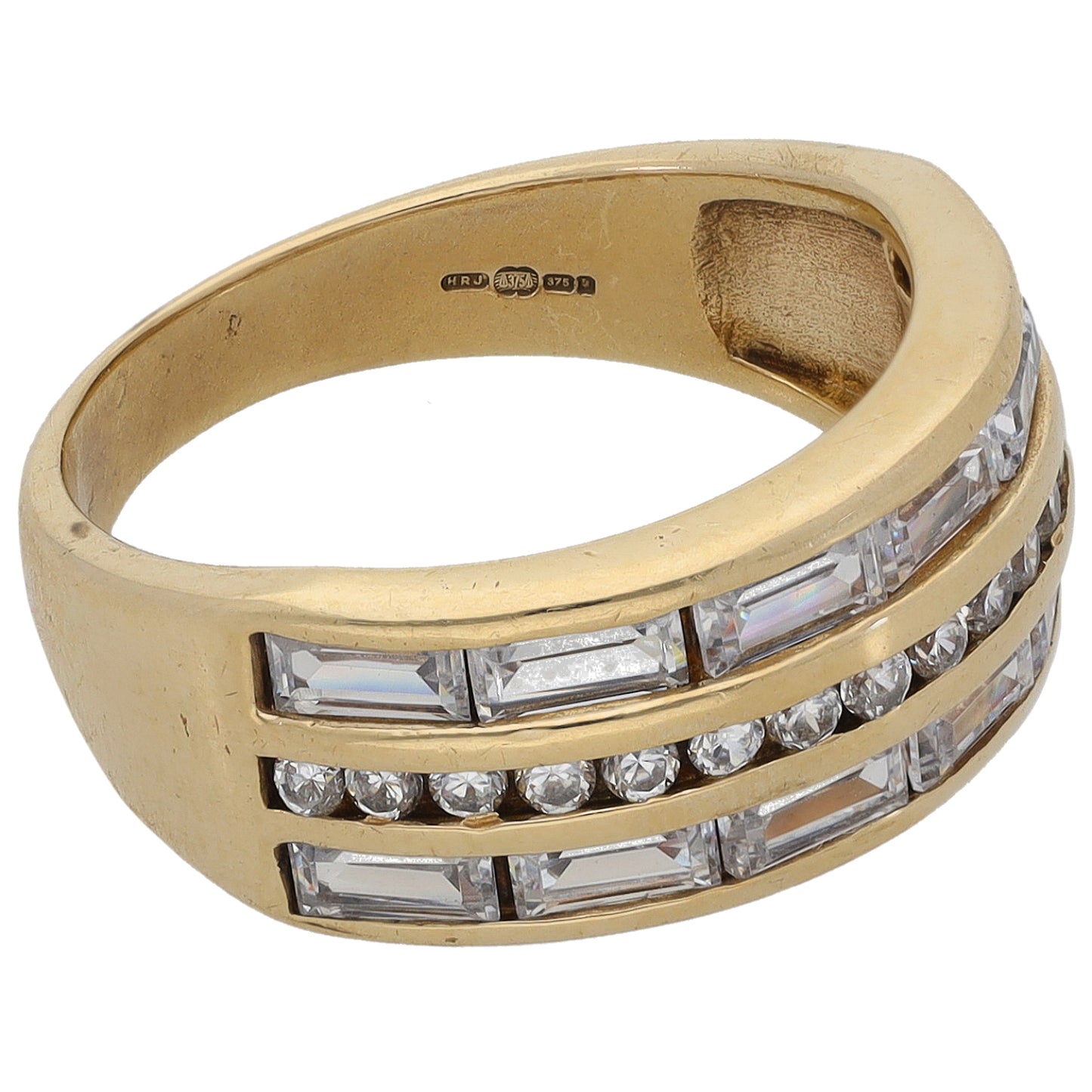 9ct Gold Cubic Zirconia Dress/Cocktail Ring Size L