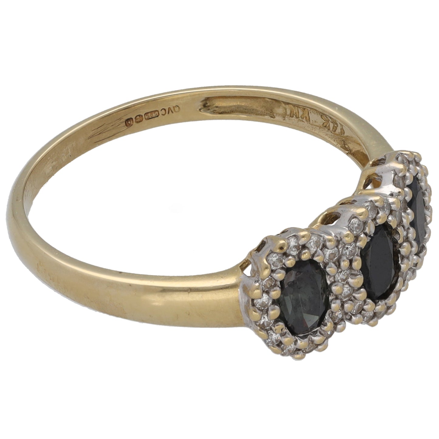 14ct Gold Sapphire & Imitation Gems Dress/Cocktail Ring Size S