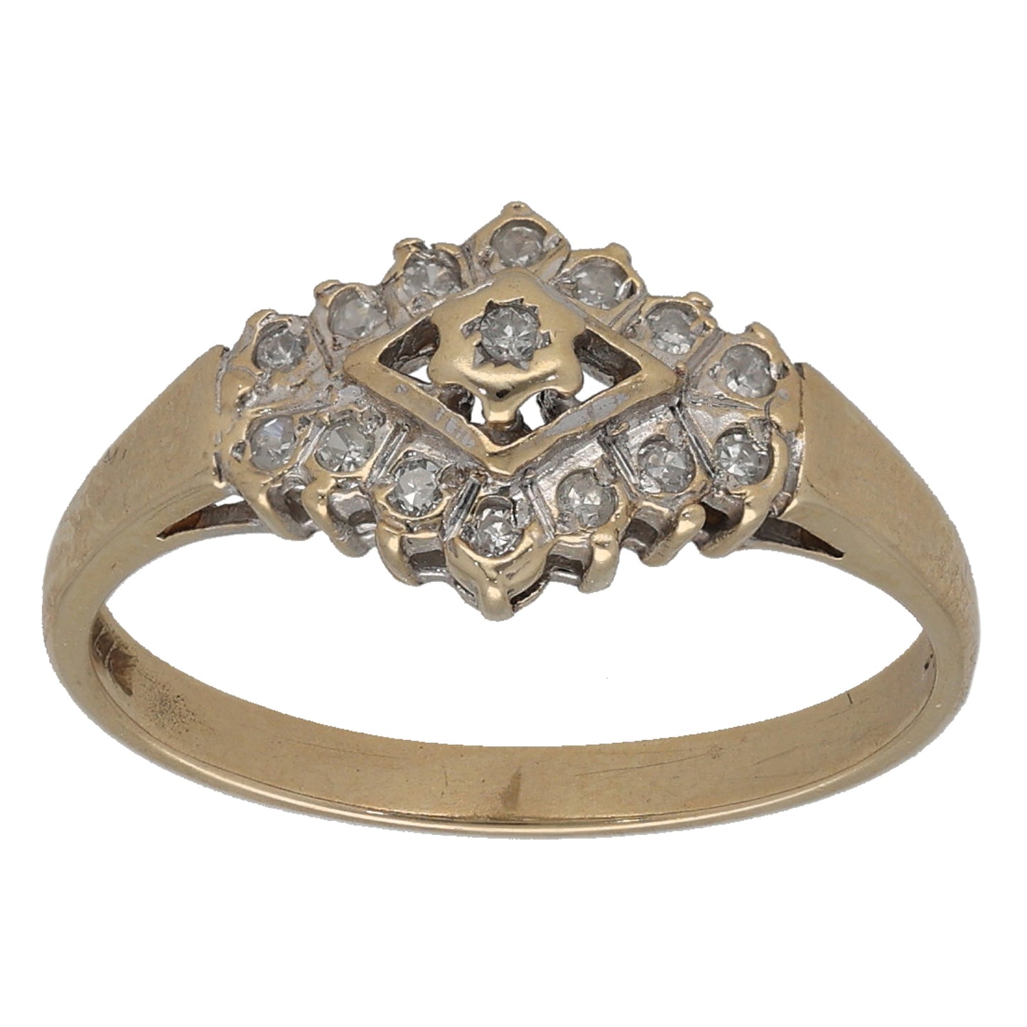 9ct Gold 0.15ct Diamond Cluster Ring Size K